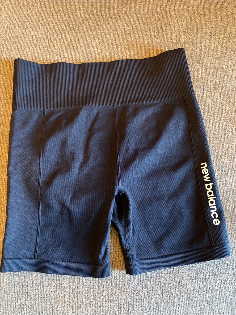 New Balance Black Ribbed-Waist Athletic Bike Shorts